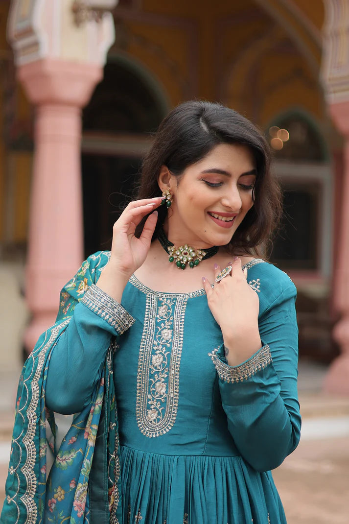 FESTIVAL SPECIAL SEQUINS EMBROIDERES GOWN WITH DUPATTA(WD143)