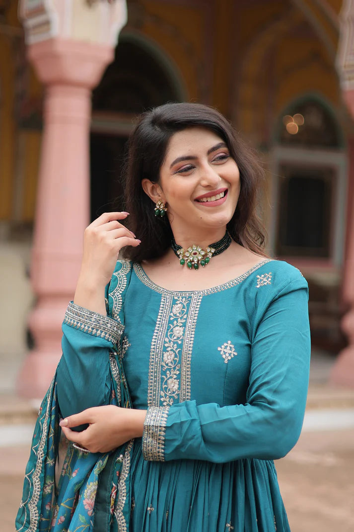 FESTIVAL SPECIAL SEQUINS EMBROIDERES GOWN WITH DUPATTA(WD143)