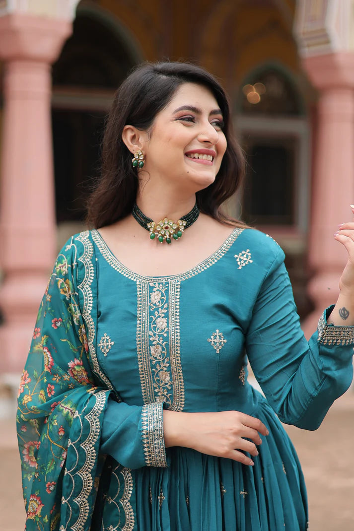FESTIVAL SPECIAL SEQUINS EMBROIDERES GOWN WITH DUPATTA(WD143)