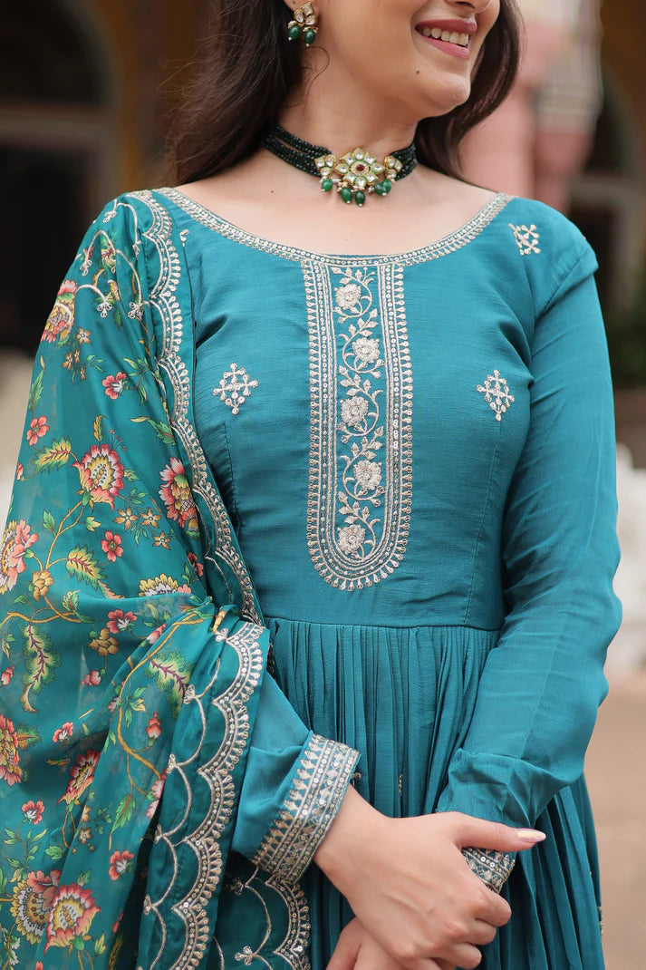 FESTIVAL SPECIAL SEQUINS EMBROIDERES GOWN WITH DUPATTA(WD143)