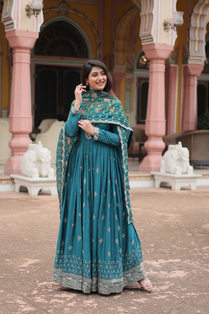 FESTIVAL SPECIAL SEQUINS EMBROIDERES GOWN WITH DUPATTA(WD143)