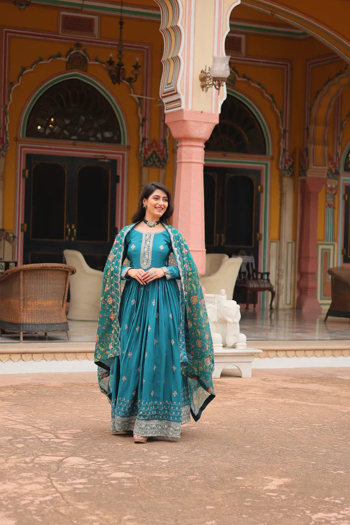FESTIVAL SPECIAL SEQUINS EMBROIDERES GOWN WITH DUPATTA(WD143)