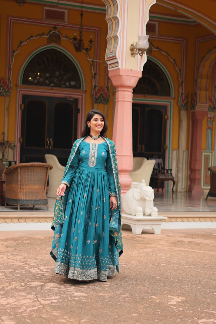 FESTIVAL SPECIAL SEQUINS EMBROIDERES GOWN WITH DUPATTA(WD143)