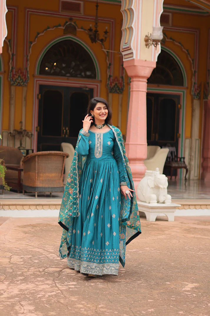 FESTIVAL SPECIAL SEQUINS EMBROIDERES GOWN WITH DUPATTA(WD143)