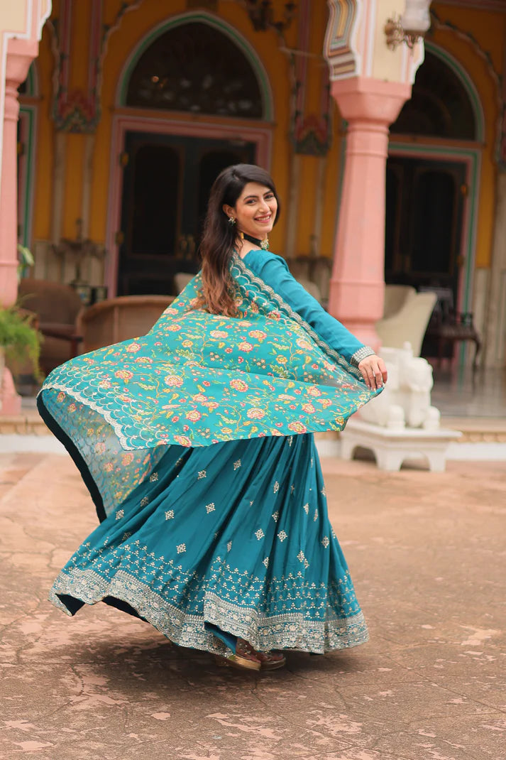 FESTIVAL SPECIAL SEQUINS EMBROIDERES GOWN WITH DUPATTA(WD143)