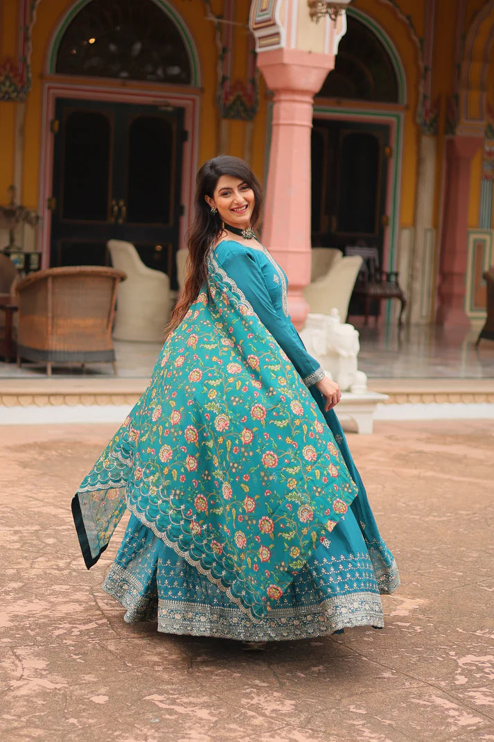 FESTIVAL SPECIAL SEQUINS EMBROIDERES GOWN WITH DUPATTA(WD143)