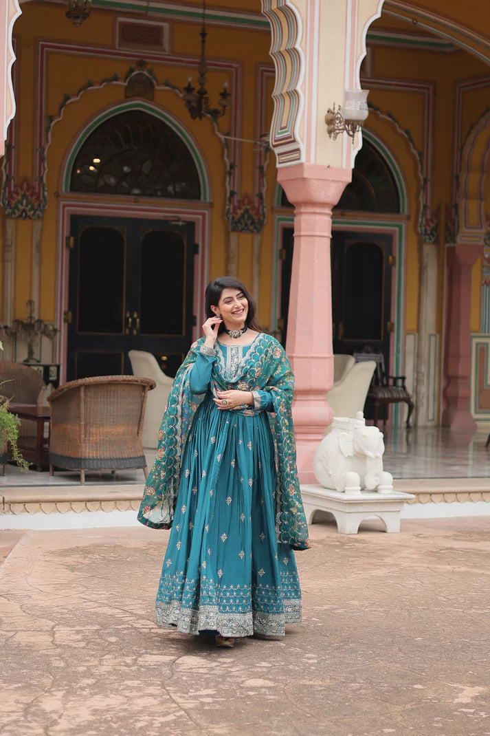 FESTIVAL SPECIAL SEQUINS EMBROIDERES GOWN WITH DUPATTA(WD143)