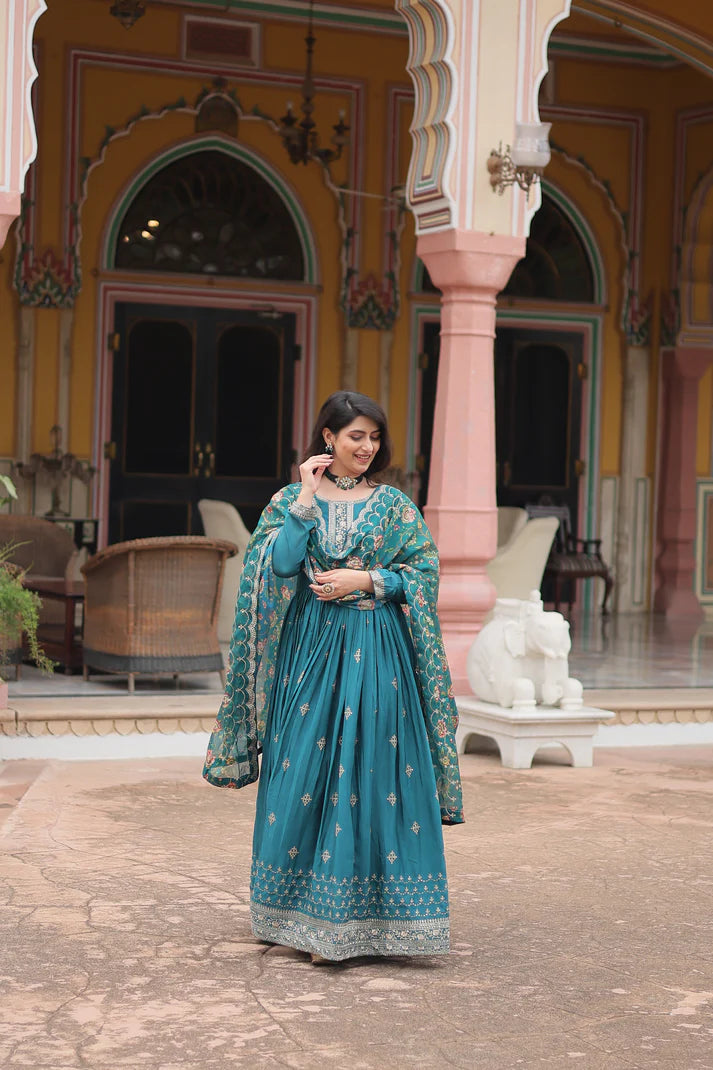 FESTIVAL SPECIAL SEQUINS EMBROIDERES GOWN WITH DUPATTA(WD143)