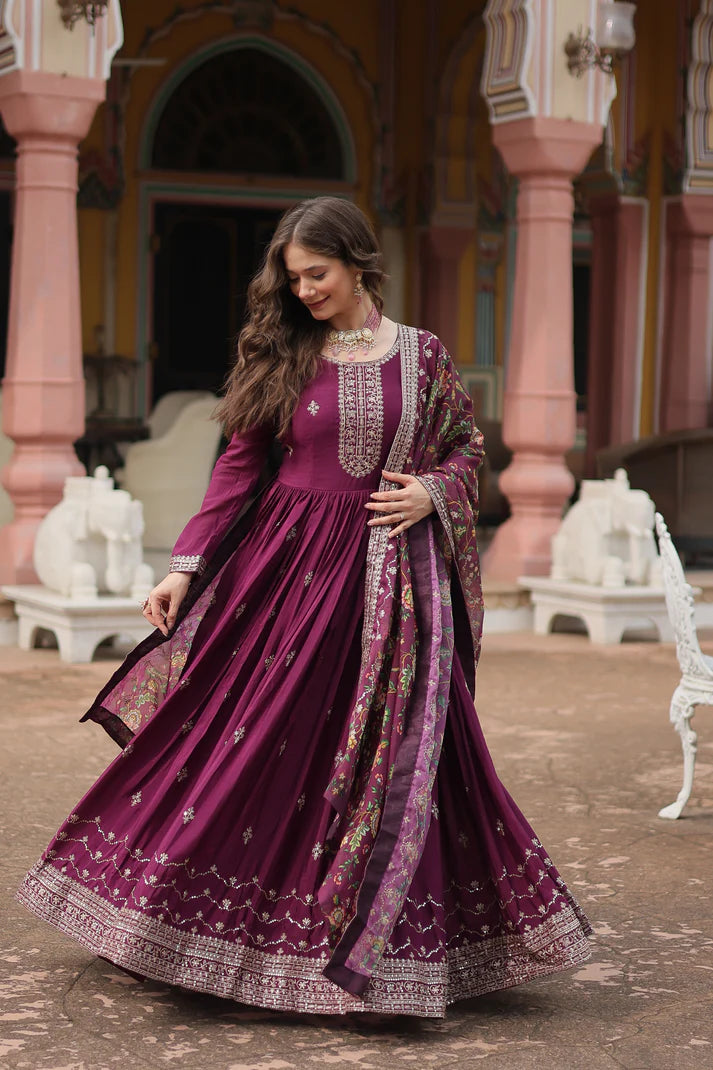 FESTIVAL SPECIAL SEQUINS EMBROIDERES GOWN WITH DUPATTA(WD22) (01)