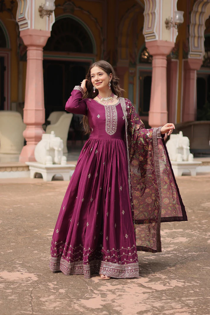 FESTIVAL SPECIAL SEQUINS EMBROIDERES GOWN WITH DUPATTA(WD22) (01)
