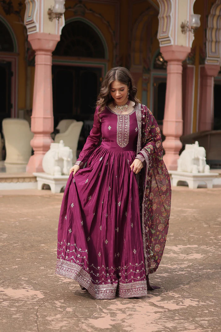 FESTIVAL SPECIAL SEQUINS EMBROIDERES GOWN WITH DUPATTA(WD22) (01)