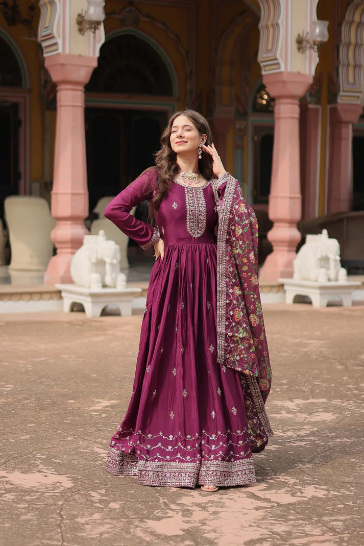 FESTIVAL SPECIAL SEQUINS EMBROIDERES GOWN WITH DUPATTA(WD22) (01)