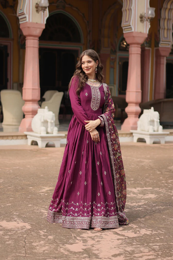 FESTIVAL SPECIAL SEQUINS EMBROIDERES GOWN WITH DUPATTA(WD22) (01)