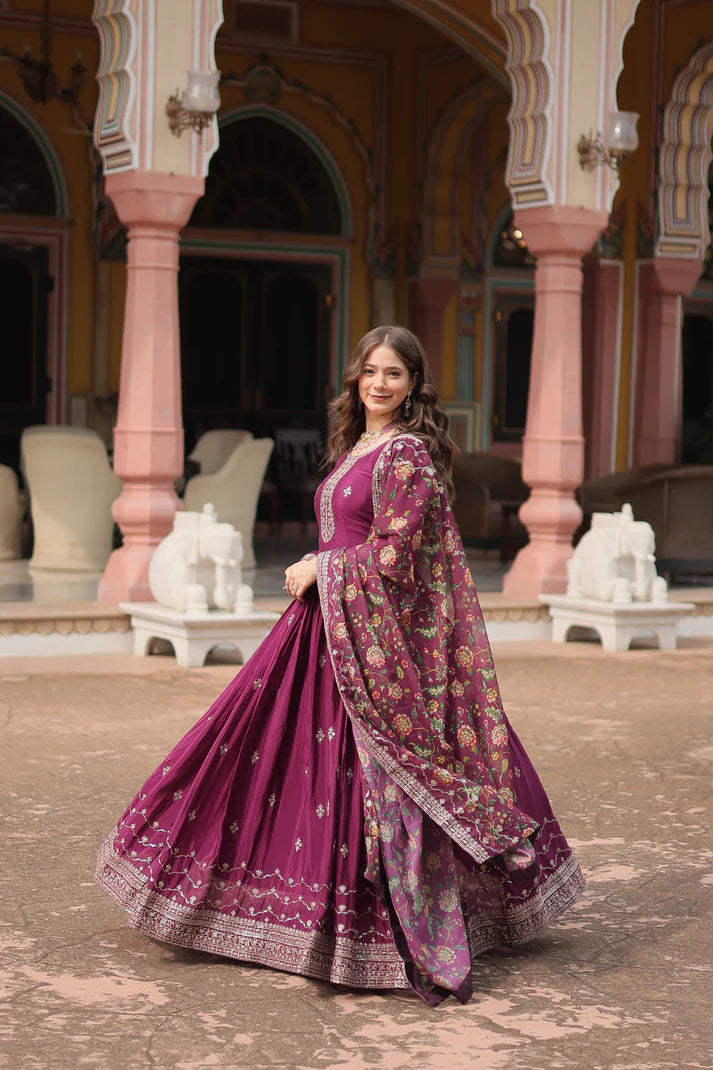 FESTIVAL SPECIAL SEQUINS EMBROIDERES GOWN WITH DUPATTA(WD22) (01)