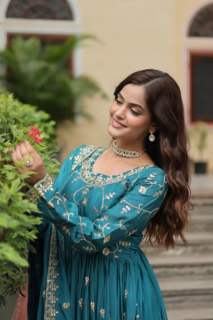 WEDDING SPECIAL CHINON EMBROIDERED SHARARA(WD134)