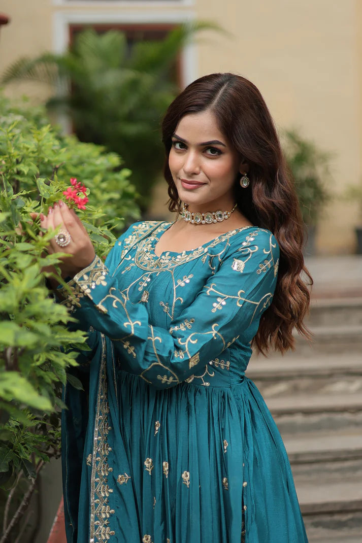 WEDDING SPECIAL CHINON EMBROIDERED SHARARA(WD134)