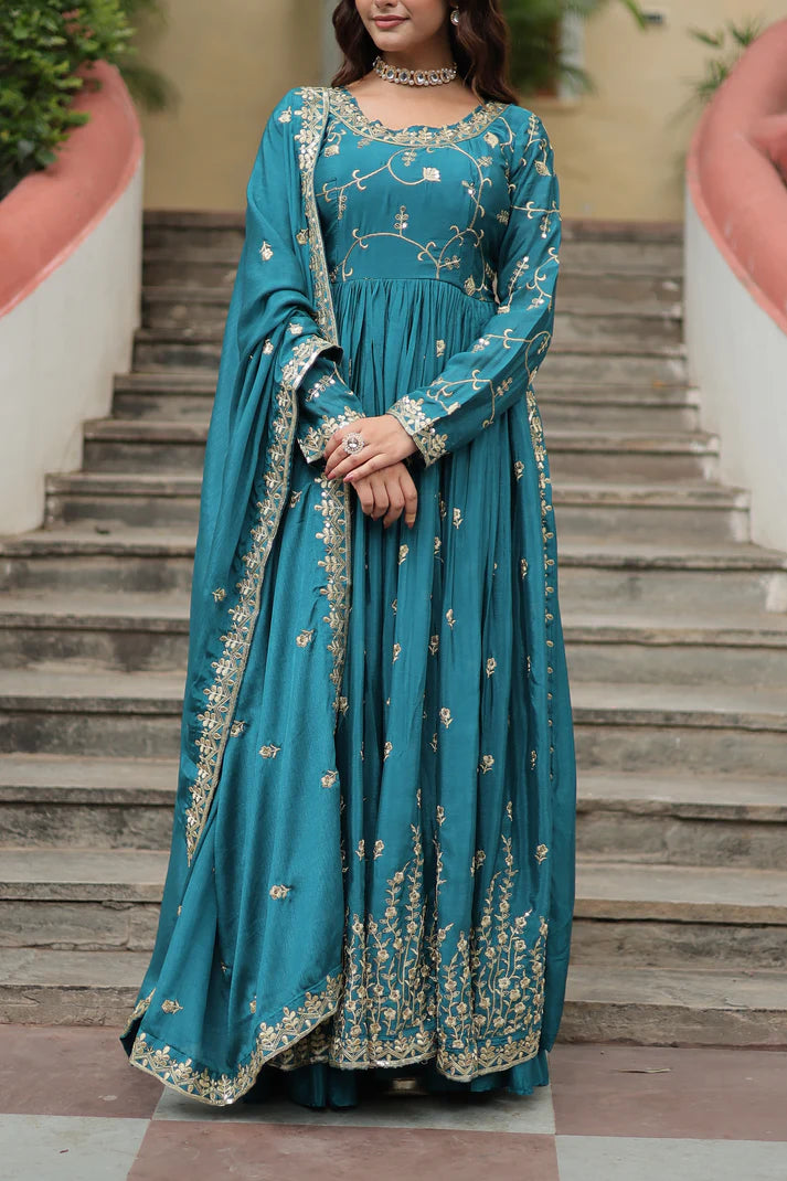 WEDDING SPECIAL CHINON EMBROIDERED SHARARA(WD134)