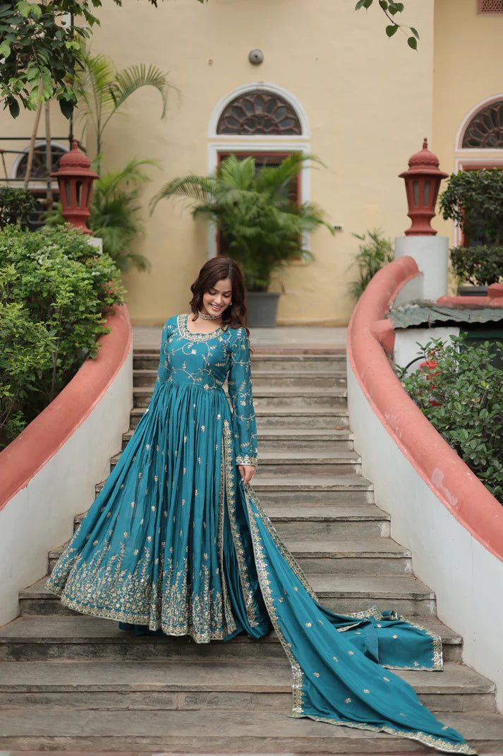 WEDDING SPECIAL CHINON EMBROIDERED SHARARA(WD134)