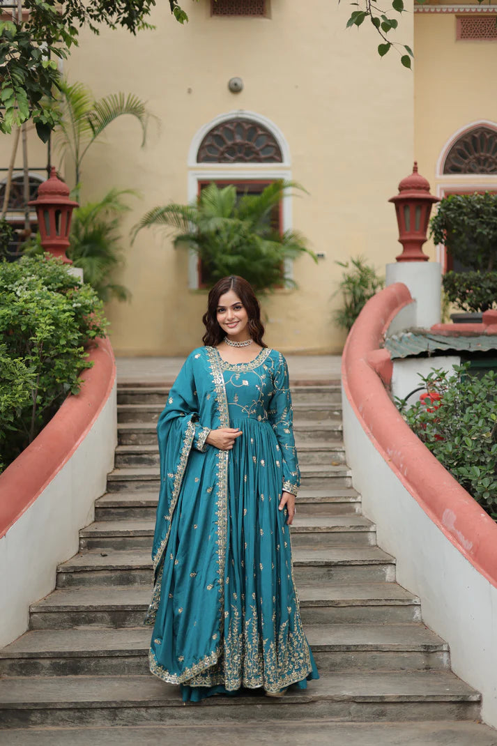 WEDDING SPECIAL CHINON EMBROIDERED SHARARA(WD134)
