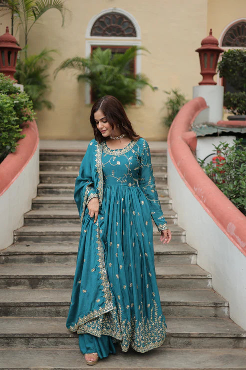 WEDDING SPECIAL CHINON EMBROIDERED SHARARA(WD134)