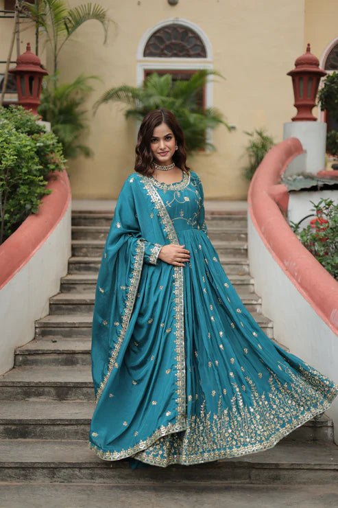 WEDDING SPECIAL CHINON EMBROIDERED SHARARA(WD134)