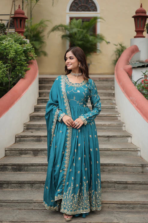 WEDDING SPECIAL CHINON EMBROIDERED SHARARA(WD134)