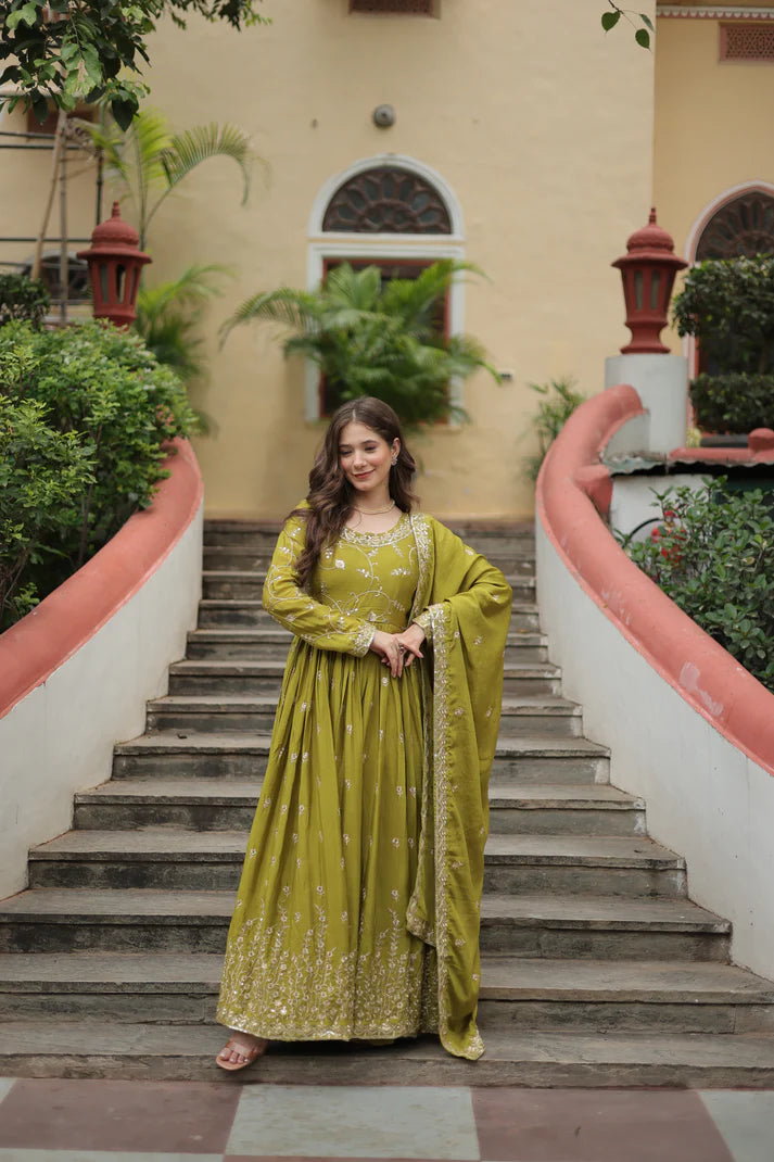 WEDDING SPECIAL CHINON EMBROIDERED SHARARA(WD134) (01)