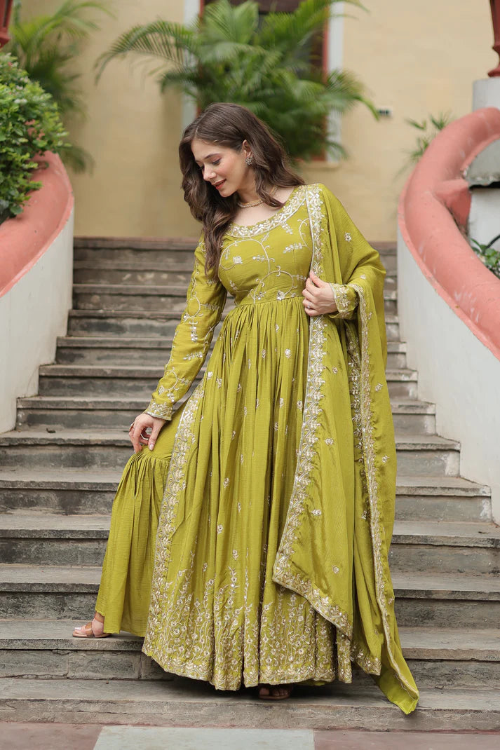 WEDDING SPECIAL CHINON EMBROIDERED SHARARA(WD134) (01)