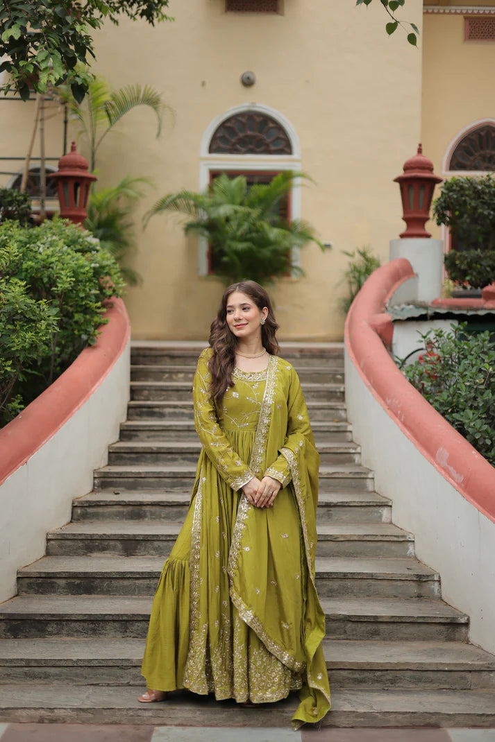 WEDDING SPECIAL CHINON EMBROIDERED SHARARA(WD134) (01)