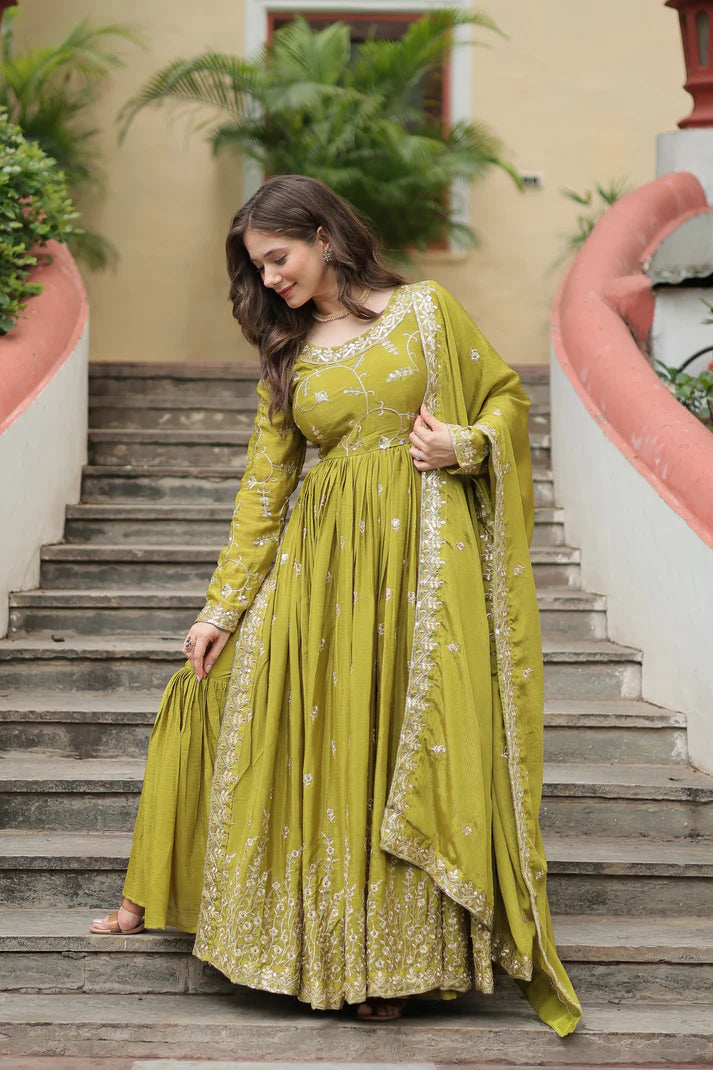 WEDDING SPECIAL CHINON EMBROIDERED SHARARA(WD134) (01)