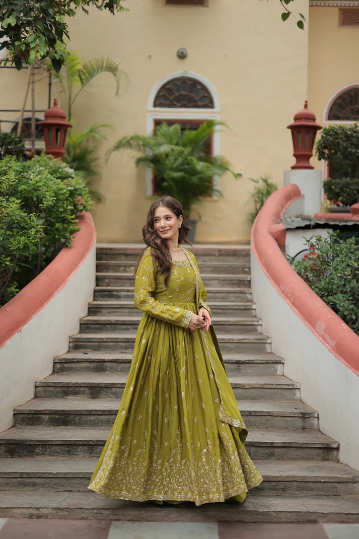 WEDDING SPECIAL CHINON EMBROIDERED SHARARA(WD134) (01)