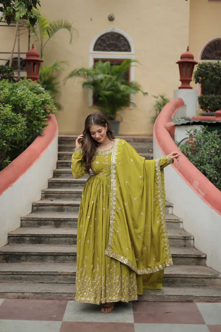 WEDDING SPECIAL CHINON EMBROIDERED SHARARA(WD134) (01)