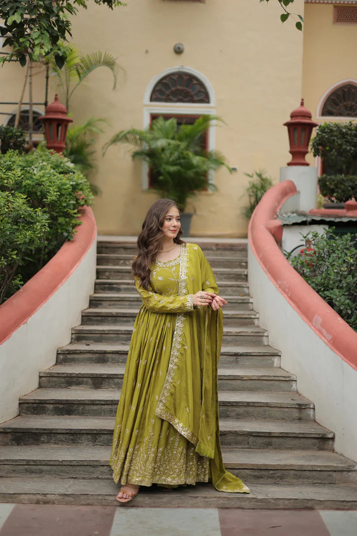 WEDDING SPECIAL CHINON EMBROIDERED SHARARA(WD134) (01)