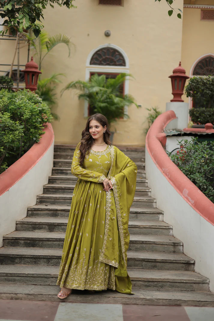 WEDDING SPECIAL CHINON EMBROIDERED SHARARA(WD134) (01)