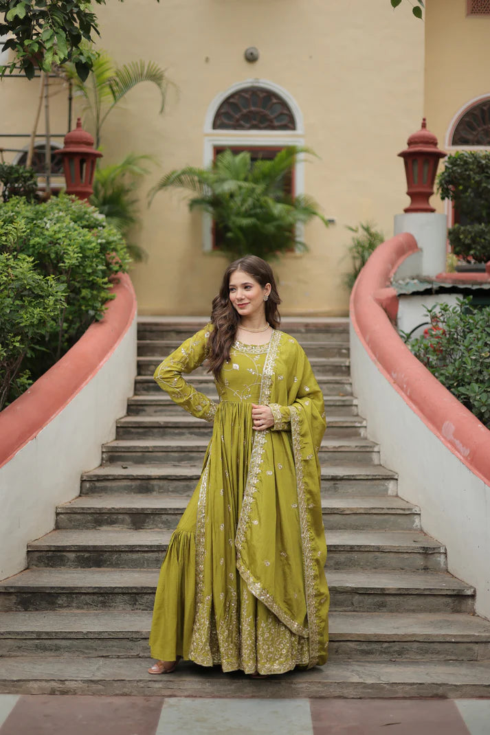 WEDDING SPECIAL CHINON EMBROIDERED SHARARA(WD134) (01)
