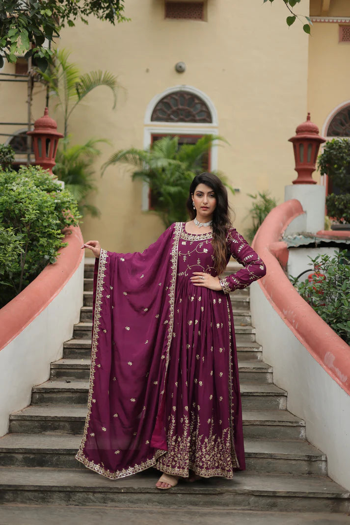 WEDDING SPECIAL CHINON EMBROIDERED SHARARA(WD134) (02)