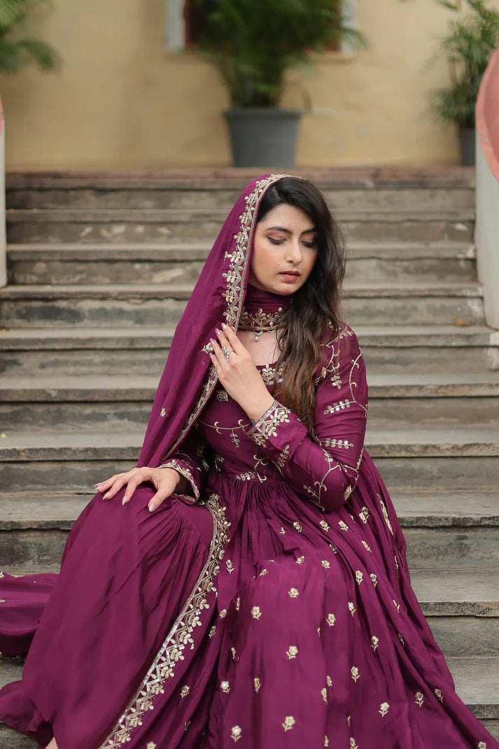 WEDDING SPECIAL CHINON EMBROIDERED SHARARA(WD134) (02)