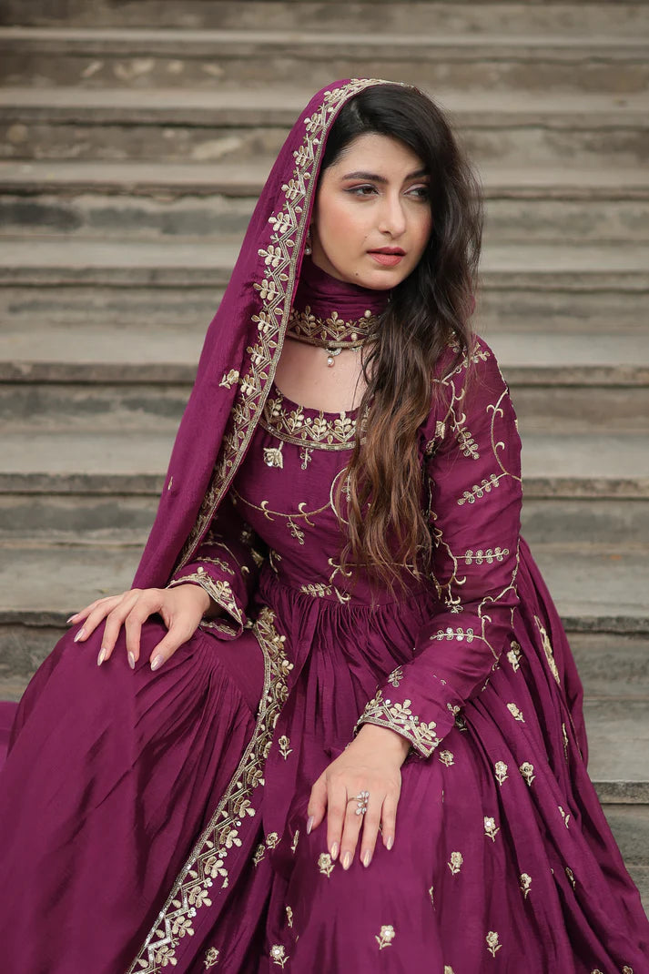 WEDDING SPECIAL CHINON EMBROIDERED SHARARA(WD134) (02)