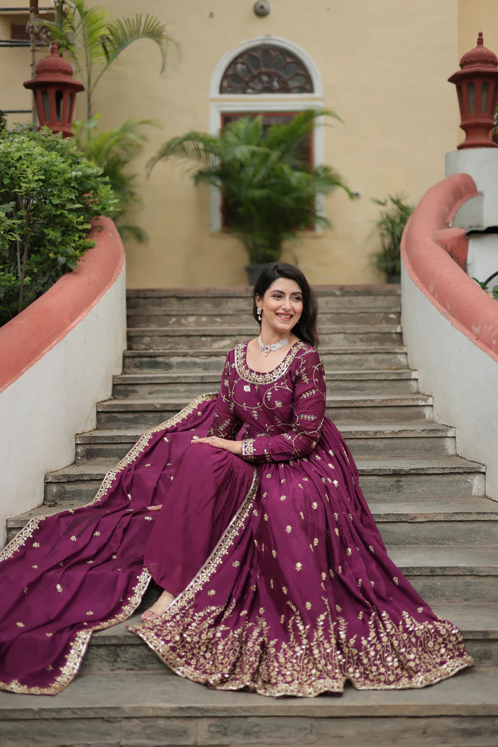 WEDDING SPECIAL CHINON EMBROIDERED SHARARA(WD134) (02)