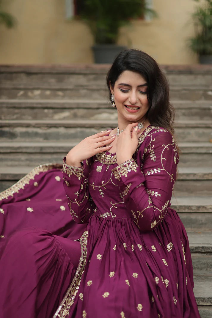 WEDDING SPECIAL CHINON EMBROIDERED SHARARA(WD134) (02)
