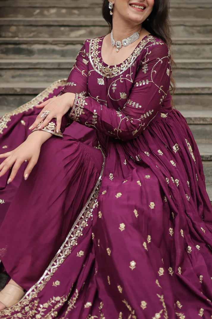WEDDING SPECIAL CHINON EMBROIDERED SHARARA(WD134) (02)