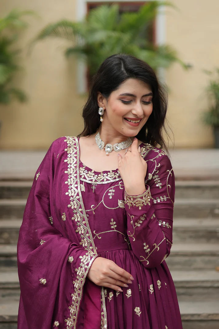 WEDDING SPECIAL CHINON EMBROIDERED SHARARA(WD134) (02)