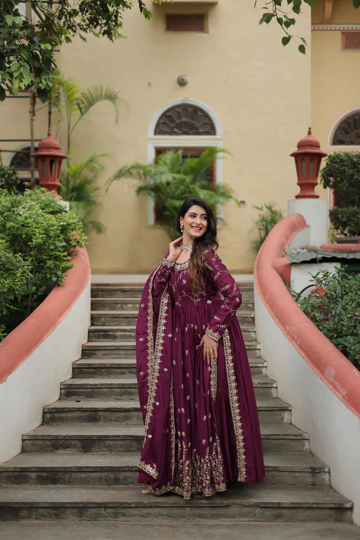 WEDDING SPECIAL CHINON EMBROIDERED SHARARA(WD134) (02)