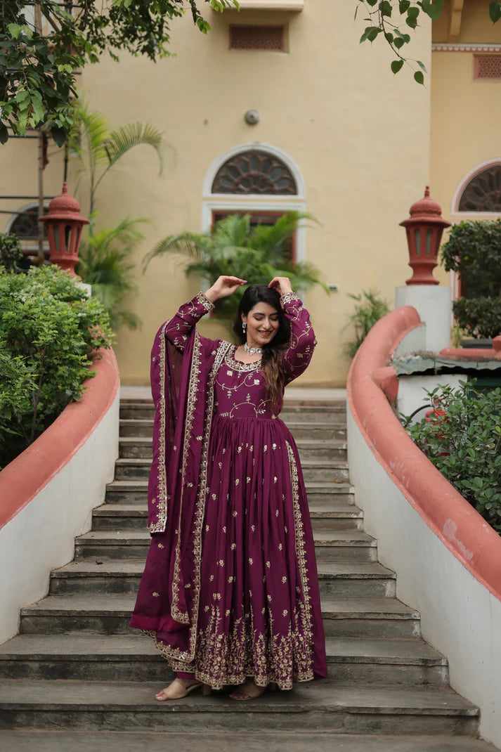 WEDDING SPECIAL CHINON EMBROIDERED SHARARA(WD134) (02)