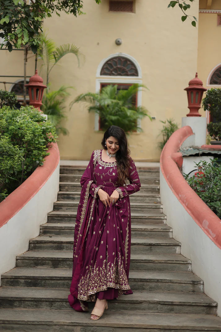 WEDDING SPECIAL CHINON EMBROIDERED SHARARA(WD134) (02)