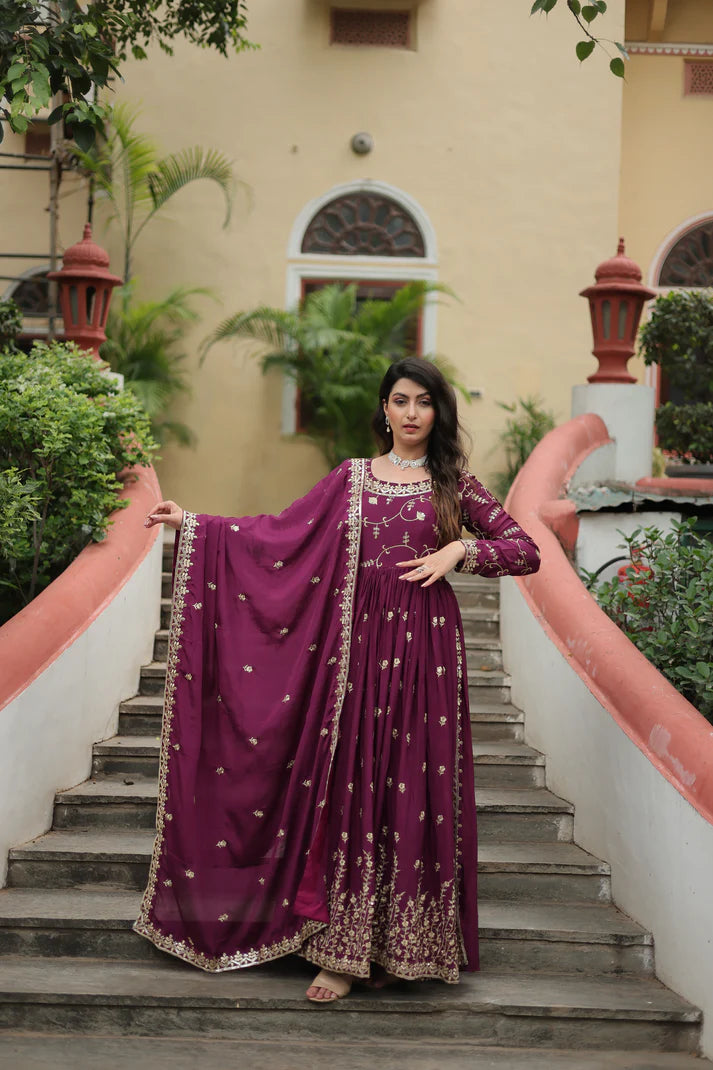 WEDDING SPECIAL CHINON EMBROIDERED SHARARA(WD134) (02)