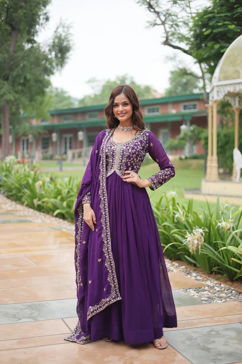 WEDDING SPECIAL FAUX BLOOMING SEQUINS EMBROIDERED GOWN WITH DUPATTA(WD50)