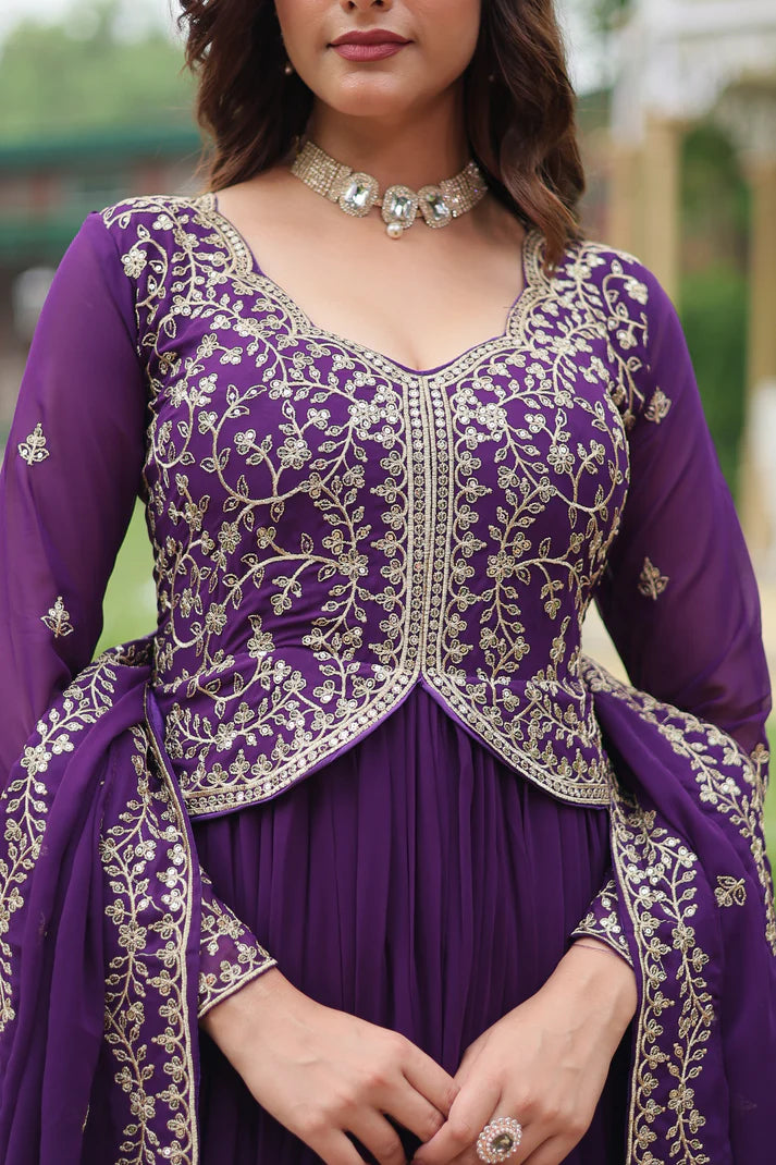 WEDDING SPECIAL FAUX BLOOMING SEQUINS EMBROIDERED GOWN WITH DUPATTA(WD50)
