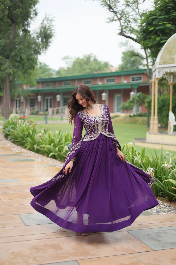 WEDDING SPECIAL FAUX BLOOMING SEQUINS EMBROIDERED GOWN WITH DUPATTA(WD50)
