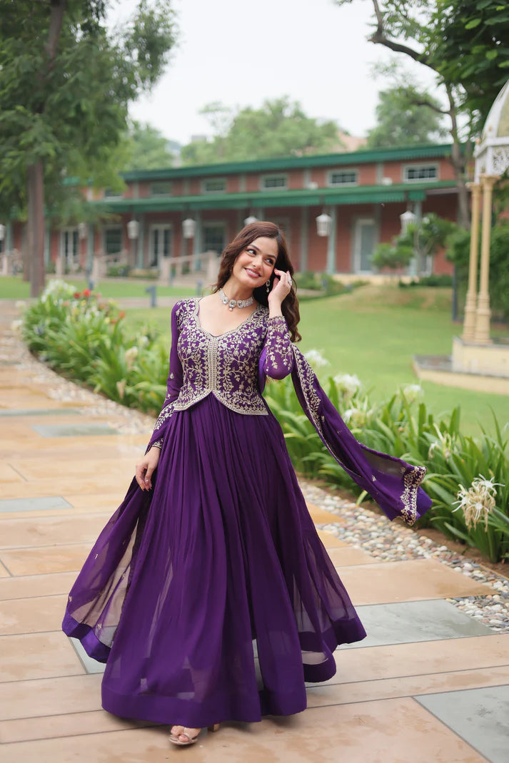 WEDDING SPECIAL FAUX BLOOMING SEQUINS EMBROIDERED GOWN WITH DUPATTA(WD50)